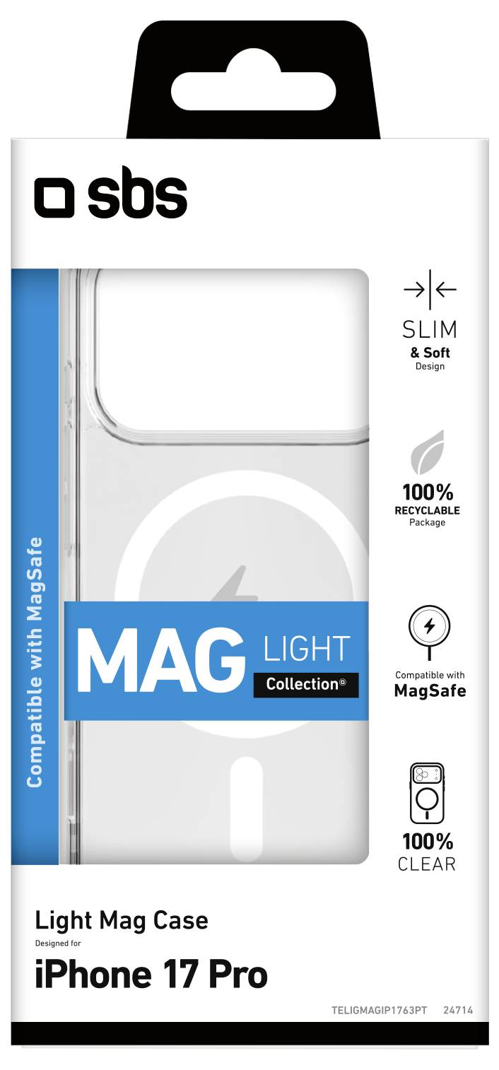 sbs mobile Cover Apple iPhone 17 Pro Transparent MagSafe kompatibel TELIGMAGIP1763PT-1