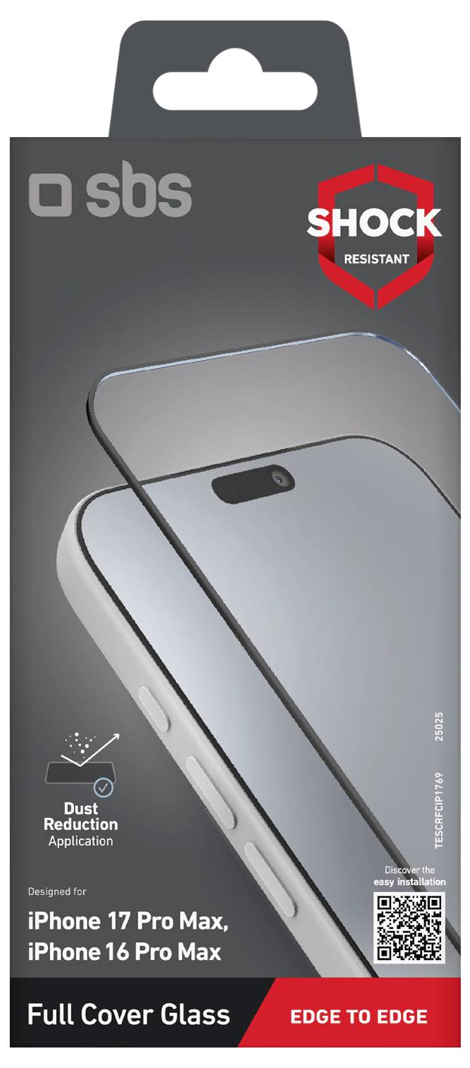 Stoßfester Full-Cover-Panzerglas Displayschutz für iPhone 17 Pro Max und iPhone 16 Pro Max. Inklusive staubreduzierender Applikation.
