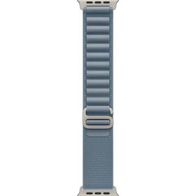 Ein blauer, gewebter Nylonarmband mit verstellbarer Schnalle, entwickelt für eine Smartwatch.