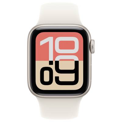 Smartwatch, die die Uhrzeit '10:09' auf einem modernen, geometrischen Zifferblatt anzeigt.