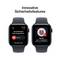 Zwei Smartwatches mit Text 'Innovative Sicherheitsfeatures'. Links: SOS-Option nach Sturz. Rechts: SOS-Mitteilung an 'Mama'.