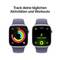 Zwei Smartwatches zeigen Aktivitäts-Tracking und Outdoor-Laufen. Text: 'Track deine täglichen Aktivitäten und Workouts'.