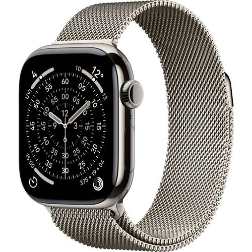 Thumbnail - Apple Watch Series 11 GPS + Cellular 42 mm Titangehäuse Milanese Loop Natur M/L