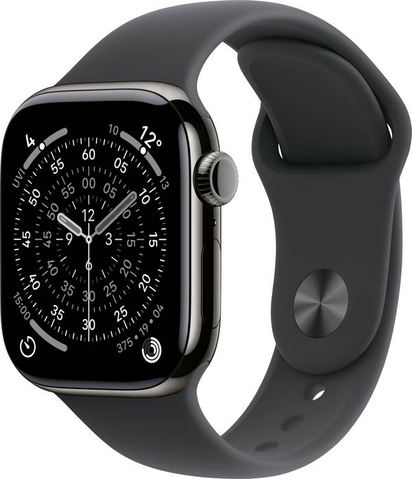 Apple Watch Series 11 GPS + Cellular 42 mm Titangehäuse Sport Band Schwarz S/M