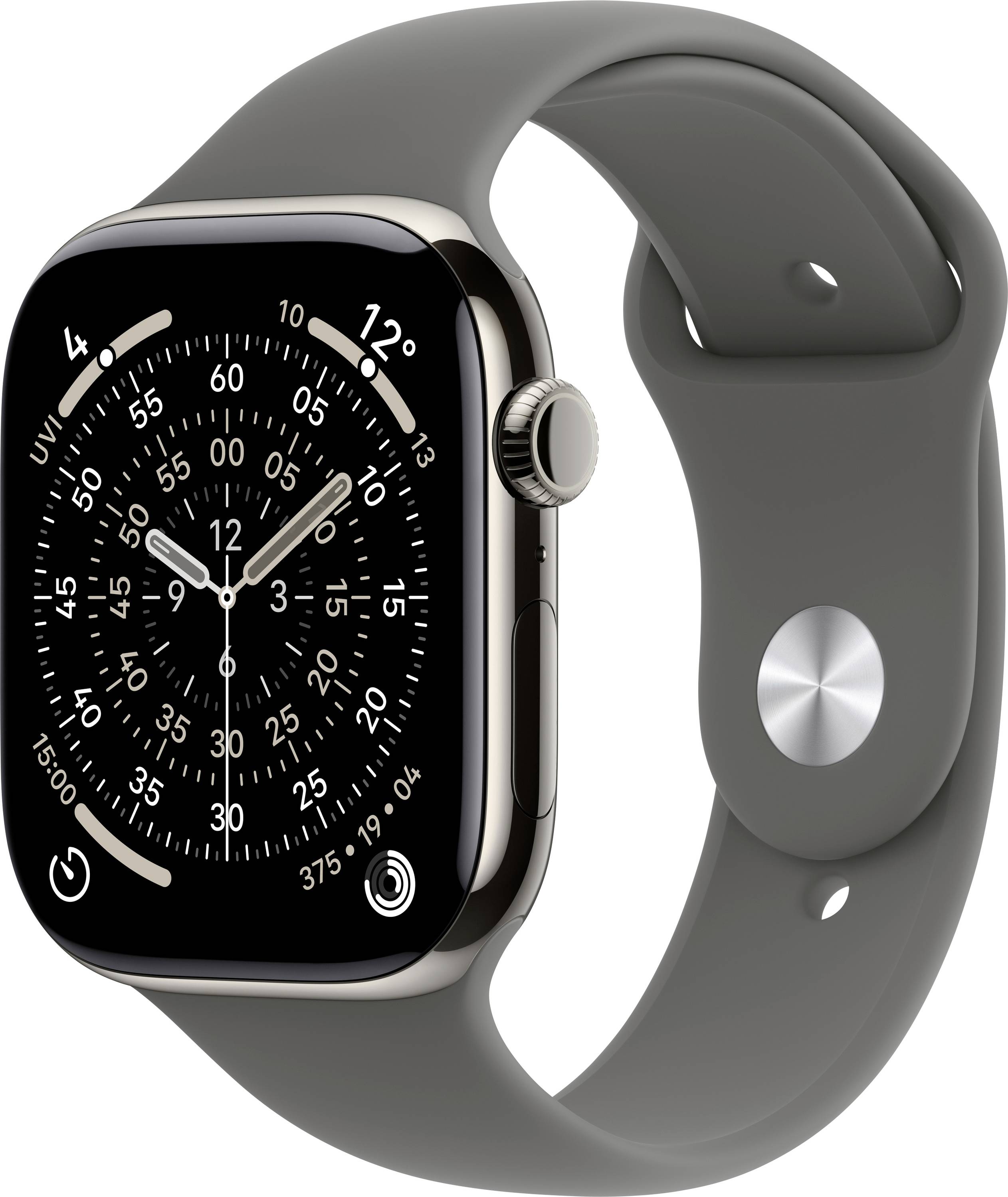 Apple Watch Series 11 GPS + Cellular 46 mm Titangehäuse Sport Band Steingrau S/M