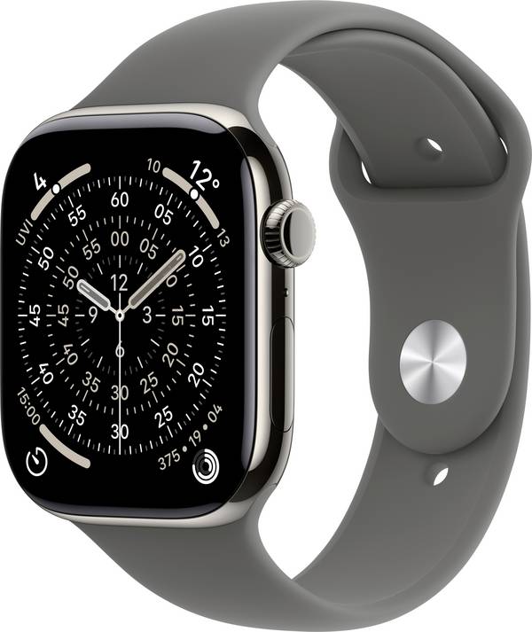 Apple Watch Series 11 GPS + Cellular 46 mm Titangehäuse Sport Band Steingrau M/L