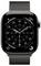 Eine Smartwatch, die ein analoges Zifferblatt mit Markierungen für Stunden, Minuten und Sekunden anzeigt. Enthält Symbole für Aktivität, UV-Index, Temperatur und Datum.