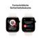 Zwei Smartwatch-Displays mit Sicherheitshinweis: Links 'Mama - Harter Aufprall SOS', rechts Option für Notruf bei Sturz.