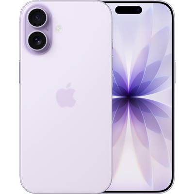Ein lila Smartphone zeigt ein geometrisches Muster auf seinem Bildschirm, wobei das Markenlogo auf der Rückseite sichtbar ist.