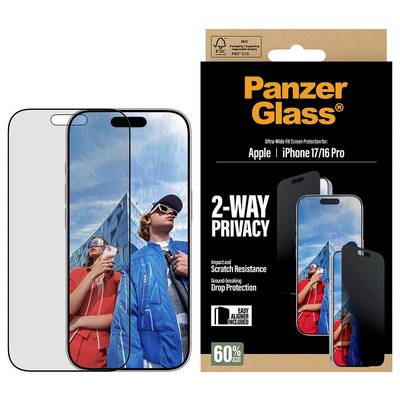 'PanzerGlass Displayschutz für Apple iPhone 17/16 Pro mit 2-Wege-Blickschutz, Stoß- und Kratzfestigkeit sowie Fallschutz.'