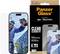 PanzerGlass Displayschutzfolie Verpackung für Apple iPhone 17/16 Pro, zeigt eine klare klassische Passform mit Schlag-, Kratzer- und Sturzschutz, einfacher Ausrichter enthalten, 60% Glas, und ein Telefonbild auf der Vorderseite.