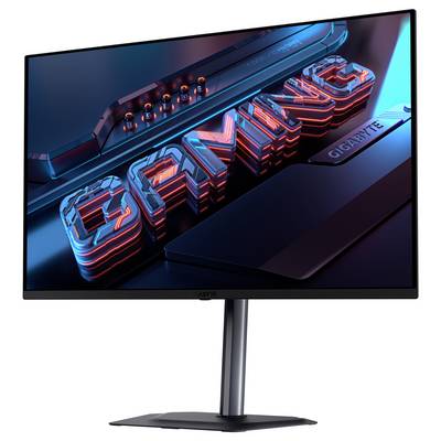Ein Computermonitor, der das Wort "GAMING" in 3D zeigt, beleuchtet mit blauen und roten Neonfarben, was ein Gaming-Thema suggeriert.