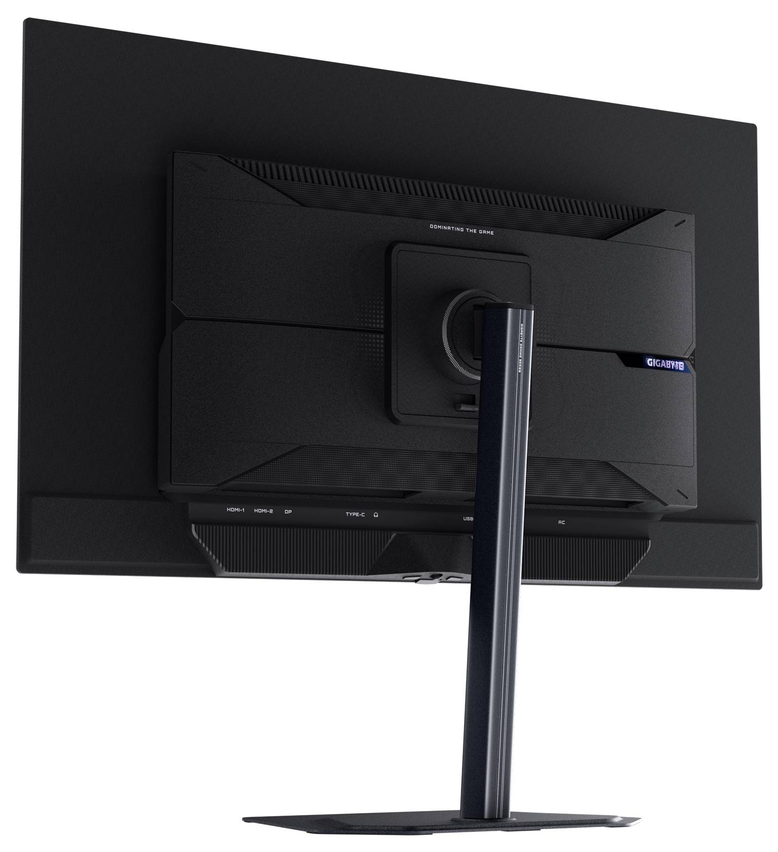 Ein Computermonitor, der ein 3D-gerendertes Wort 'GAMING' in fetter, futuristischer Gestaltung mit blauen und roten Beleuchtungseffekten zeigt.