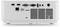 Rückansicht eines weißen Projektors mit verschiedenen Anschlüssen, darunter HDMI, VGA, RS232 und Audio-Ein-/Ausgang.