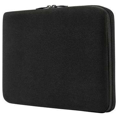 Eine schwarze Laptop-Hülle mit Reißverschluss und weichen Seiten, die entwickelt wurde, um Geräte während des Transports zu schützen.