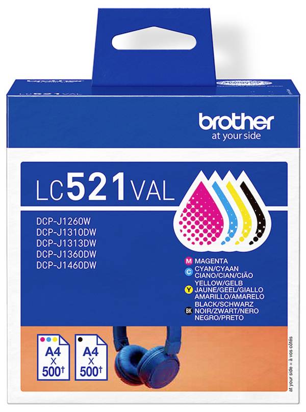 Brother Druckerpatrone Brother LC521 Value Pack - 4er-Pack - Sc Original Kombi-Pack Cyan, Gelb, Magenta, Schwarz LC521VAL