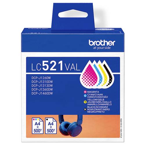 Brother Druckerpatrone Brother LC521 Value Pack - 4er-Pack - Sc Original Kombi-Pack Schwarz, Cyan, Magenta, Gelb LC521VA...