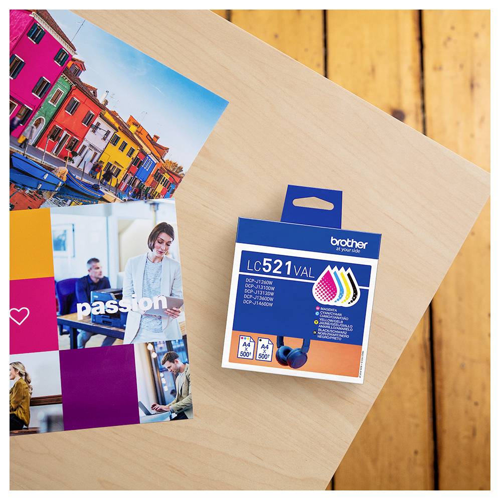 Brother Druckerpatrone Brother LC521 Value Pack - 4er-Pack - Sc Original Kombi-Pack Cyan, Gelb, Magenta, Schwarz LC521VA-1