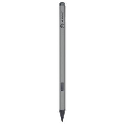 Ein digitaler Stylus-Stift mit elegantem, metallenem Aussehen und weicher Spitze, der üblicherweise zum Zeichnen und Schreiben auf Touchscreen-Geräten verwendet wird.