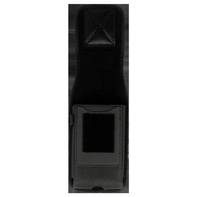 Eine schwarze Nylon-Funkgerätetasche mit Klettverschluss, entwickelt, um ein Funkgerät sicher zu halten und zu schützen.