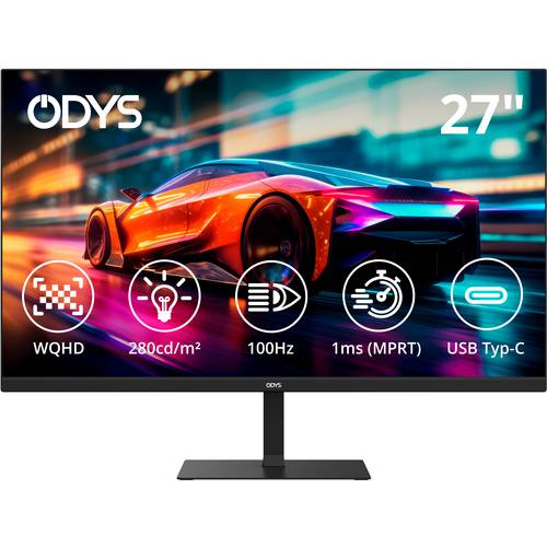 ODYS i27-Q-100 LED-Monitor EEK E (A - G) 68.6 cm (27 Zoll) 2560 x 1440 Pixel 16:9 1 ms HDMI® 2.1, DisplayPort, USB-C®, K...