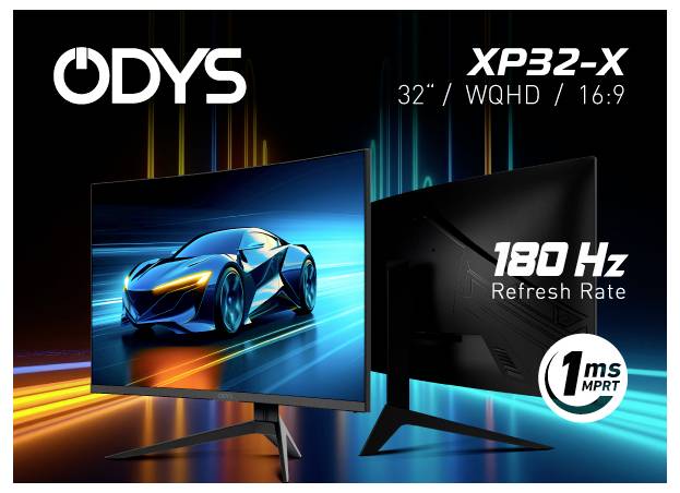 ODYS XP32-X LED-Monitor EEK F (A - G) 81.3 cm (32 Zoll) 2560 x 1440 Pixel 16:9 1 ms HDMI® 2.1, DisplayPort, Kopfhörer (3-3