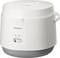 Ein weißer Cuckoo Reiskocher mit einem 'Koch/Warm'-Schalter an der Vorderseite.