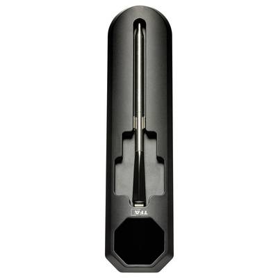 Ein schlanker, moderner grauer Stift, der in einem maßgeschneiderten schwarzen Etui präsentiert wird und sein professionelles und minimalistisches Design betont.