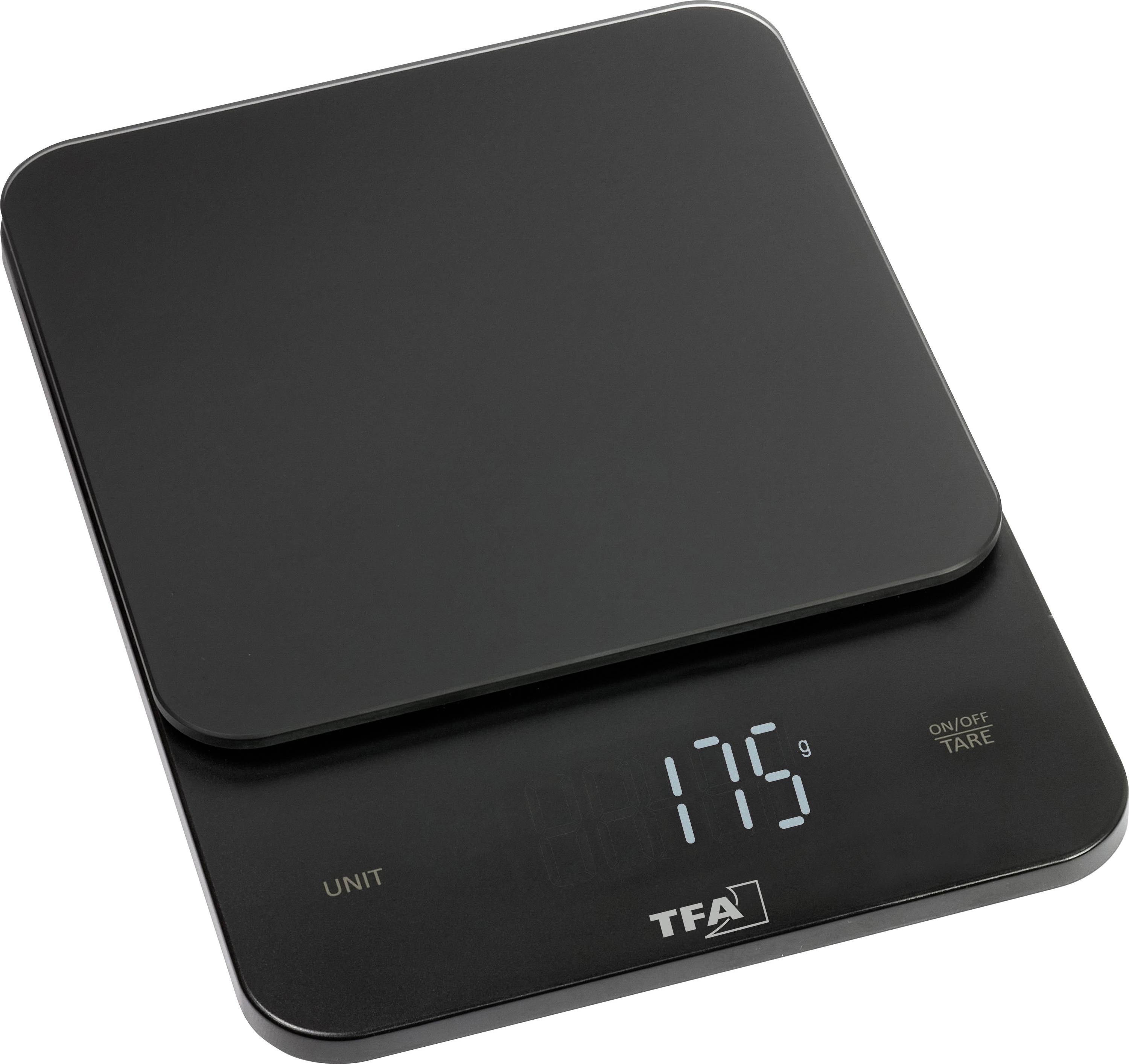 TFA Dostmann BROWNIE Digitale Küchenwaage digital digital Wägebereich (max.)=5000 g Schwarz 130 x 180 x 20