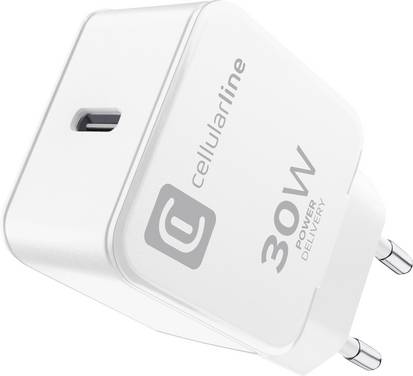 Cellularline  USB Ladegerät 30 W USB-C® USB PD Weiß Steckdose Schnellladegerät, USB Power Delivery (USB-PD)