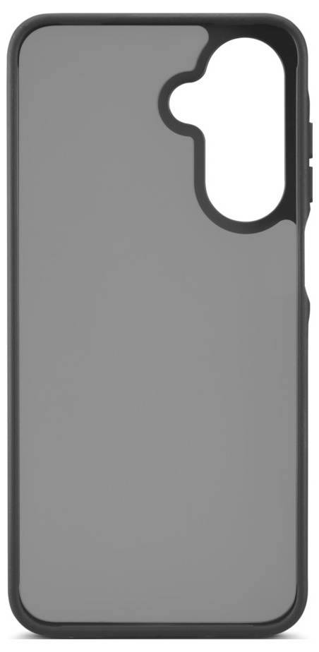 Ein schlankes, schwarzes Smartphone-Gehäuse mit einer Aussparung für die Kamera und die Tasten, das eine transparente Rückseite aufweist.