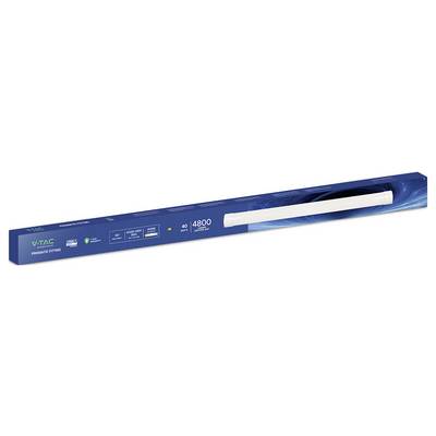 Eine Boxen-LED-Linearleuchte der Marke V-TAC, gekennzeichnet mit '40W' und '4800 Lumen', was ihre Lichtausbeute und Leistungsaufnahme anzeigt.
