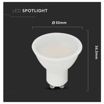 Das Bild zeigt eine LED-Scheinwerferlampe mit Abmessungen: 50 mm im Durchmesser und 56,5 mm in der Höhe.