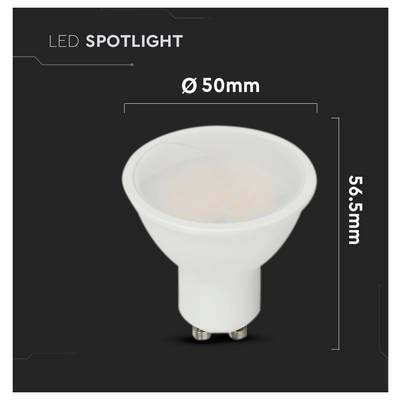 LED-Scheinwerferstrahler mit Abmessungen: 50 mm Durchmesser, 56,5 mm Höhe.