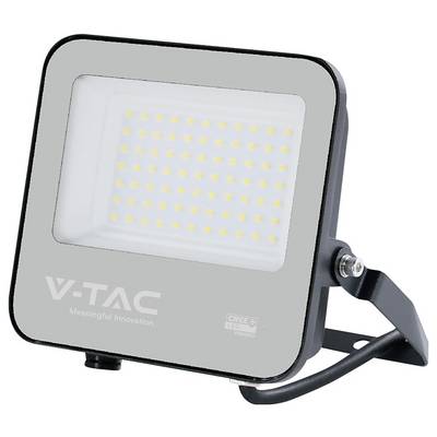 Ein rechteckiger LED-Scheinwerfer mit schwarzem Rahmen, der ein Glaspanel mit mehreren kleinen LED-Lampen zeigt. Text liest sich "V-TAC" am unteren Rand.