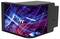 Futuristisches Computergehäuse mit lebhaften rosa und blauen abstrakten Lichtmustern und dem 'Thermaltake' Logo an der Seite.