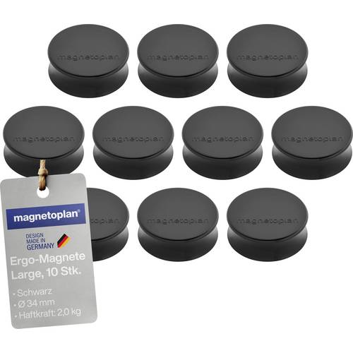 magnetoplan Magnet (Ø x H) 34 mm x 12.5 mm rund Schwarz 10 St. 1665012