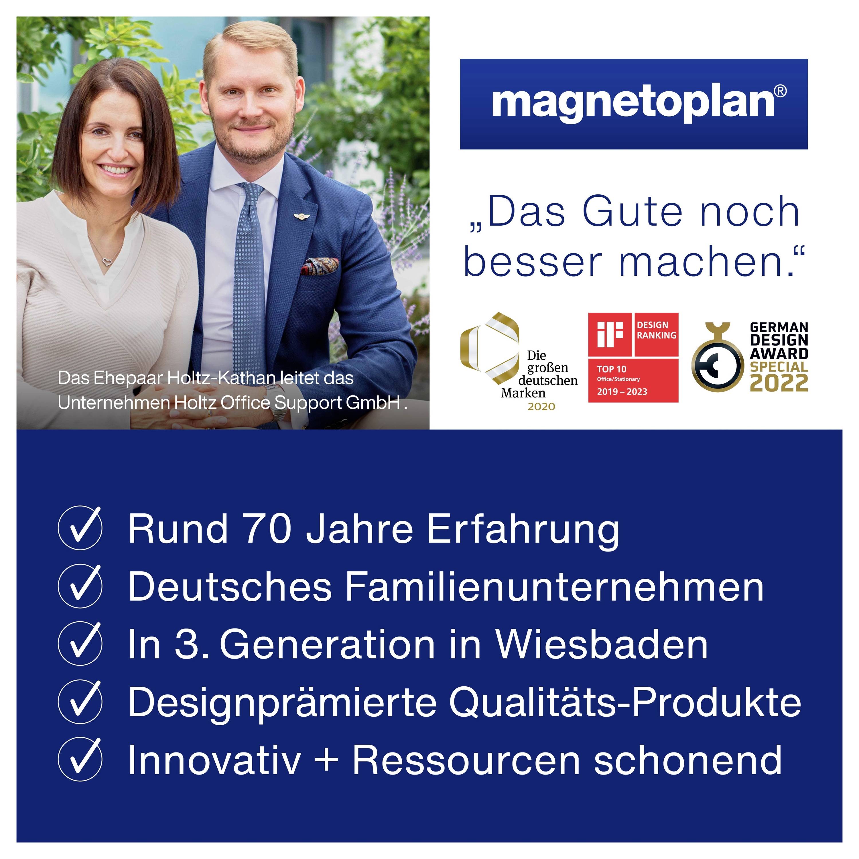 Ein Ehepaar führt die Holtz Office Support GmbH. Magnetoplan: „Das Gute noch besser machen." Familienunternehmen mit 70 Jahren Erfahrung.