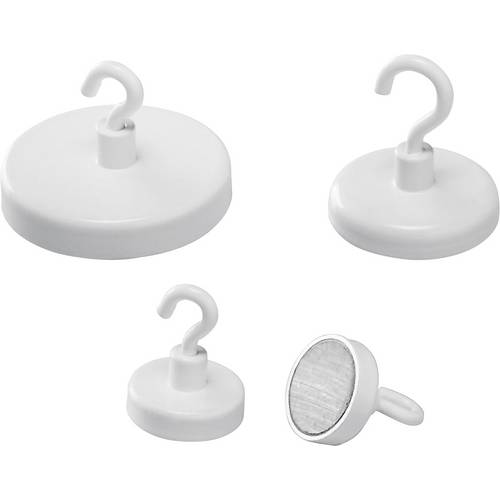 magnetoplan Hakenmagnet (Ø) 25 mm rund Weiß 10 St. 52625S10