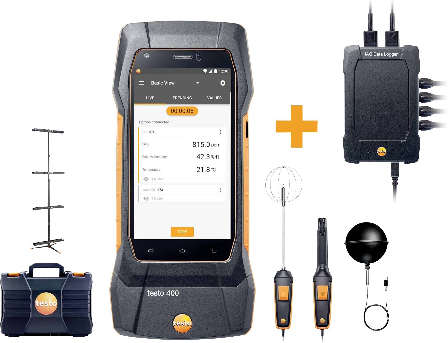 testo testo 400 - Datenlogger Behaglichkeits-Set Kit misurazioni ambientali Temperatura, Pressione -40, 0 - 150, 200 °C, hPa