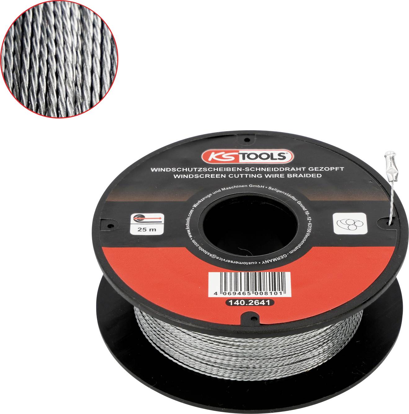 Scheiben-Schneiddraht, gezopft, 25 m KS Tools 140.2641