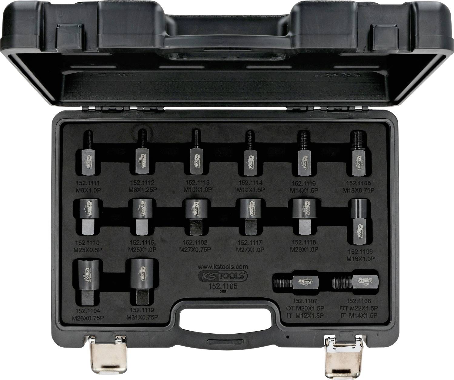 KS Tools 152.1105 Inschroefadapterset voor injectortrekker, 16-delig