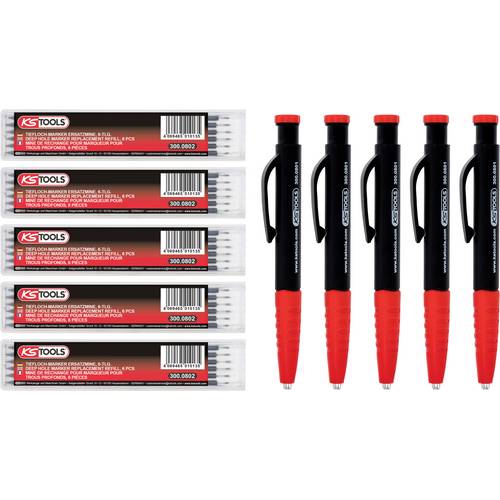 KS Tools 300.0800 Tieflochmarker Schwarz/Rot 5 St.