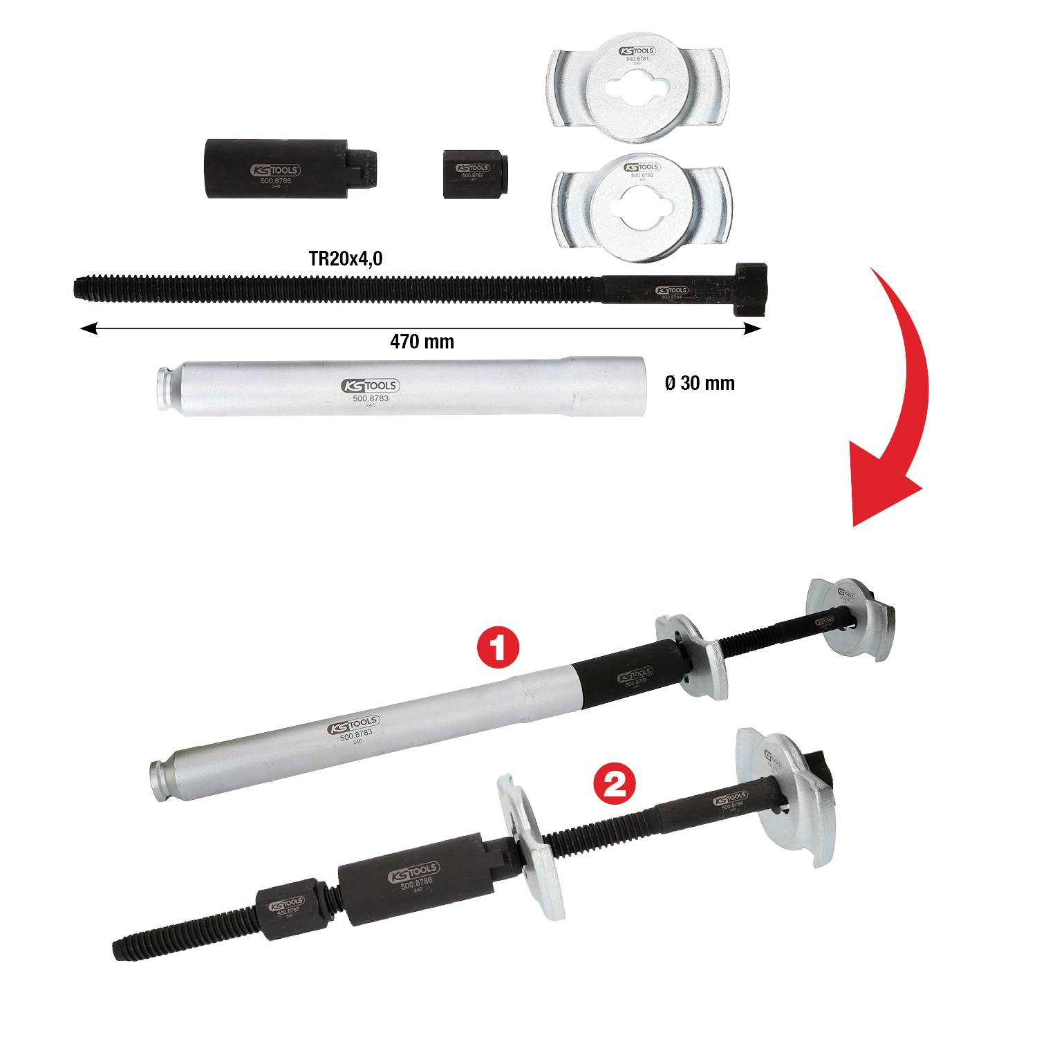 Universal-Innen-Federspanner-Satz, 6-tlg KS Tools 500.8780-5