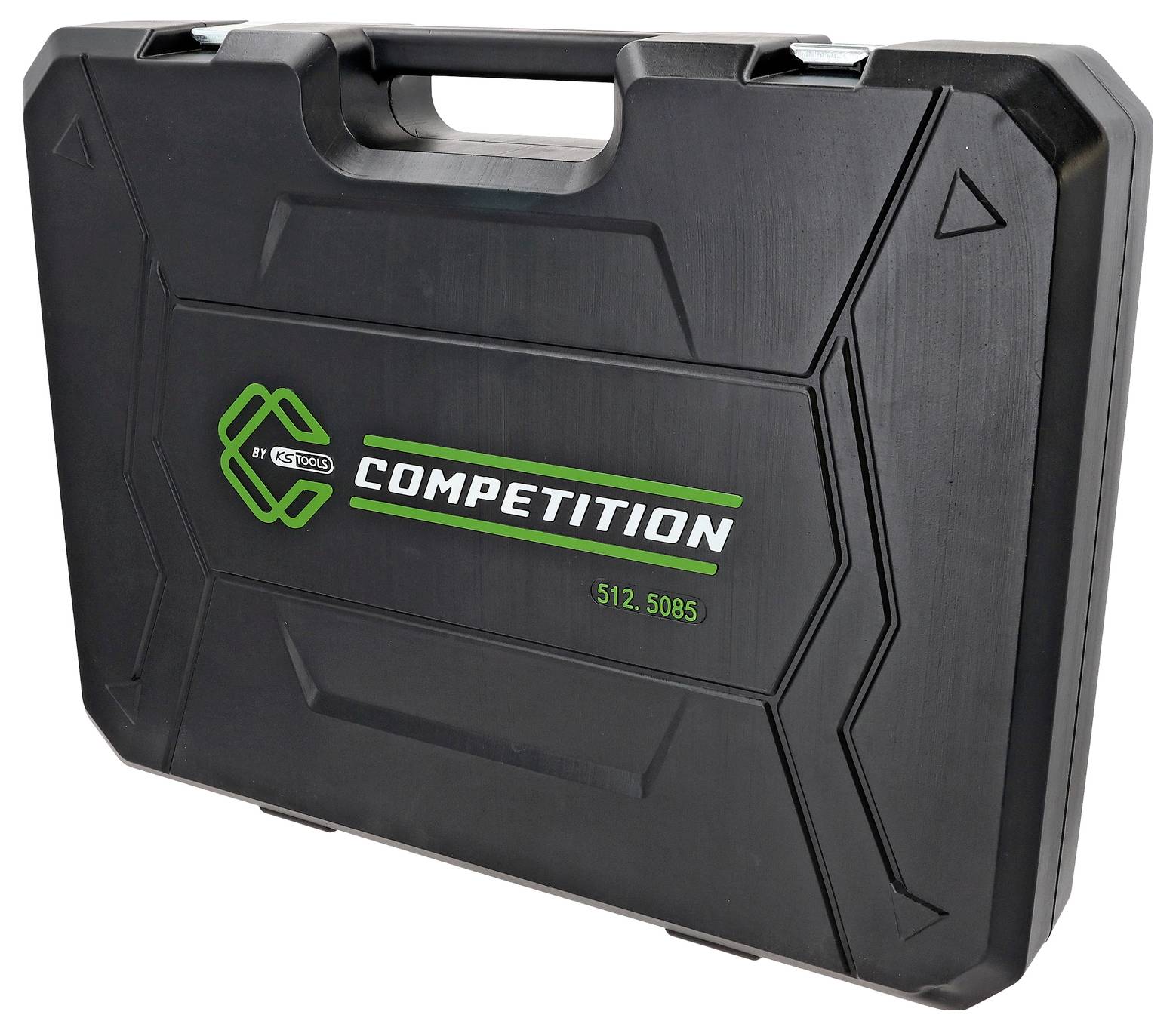 Eine schwarze Transporttasche mit der Aufschrift "Competition 512.5085" und einem Griff, die zum sicheren Transport von Ausrüstung oder Werkzeugen entwickelt wurde.