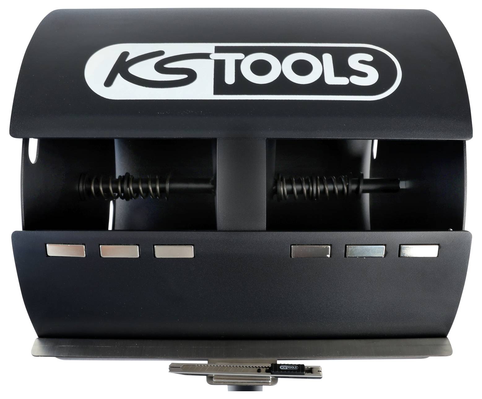 Ein KS Tools Leichtserien-Clipschienhalter, entwickelt zur effizienten Organisation und Aufbewahrung von Werkzeugen, mit elegantem schwarzem Design.