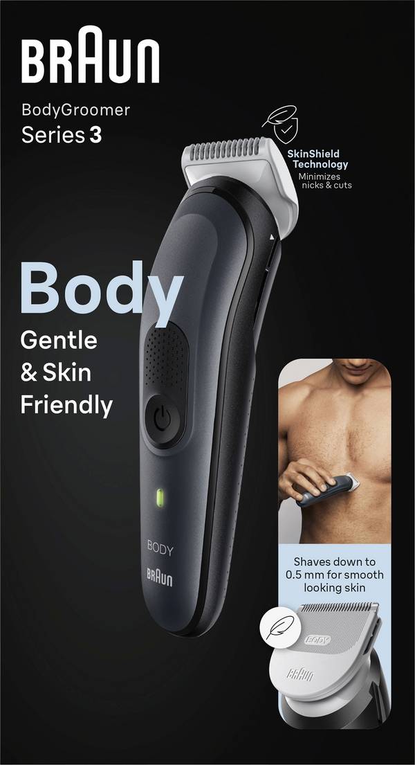 Braun Braun BG3340 Series 3 Bodygroomer Körperhaartrimmer  Schwarz, Grau