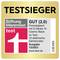 'Stiftung Warentest testsieger gut (2,0)' Auszeichnungsetikett für iO Series 10 Cosmic Black, aus Ausgabe 12/2023, www.test.de.