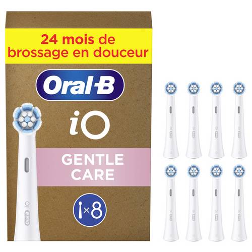 Oral-B Braun Oral-B iO Sanfte Reinigung Ersatzb Aufsteckbürsten für elektrische Zahnbürste, Ersatzbürsten 8 St. Weiß