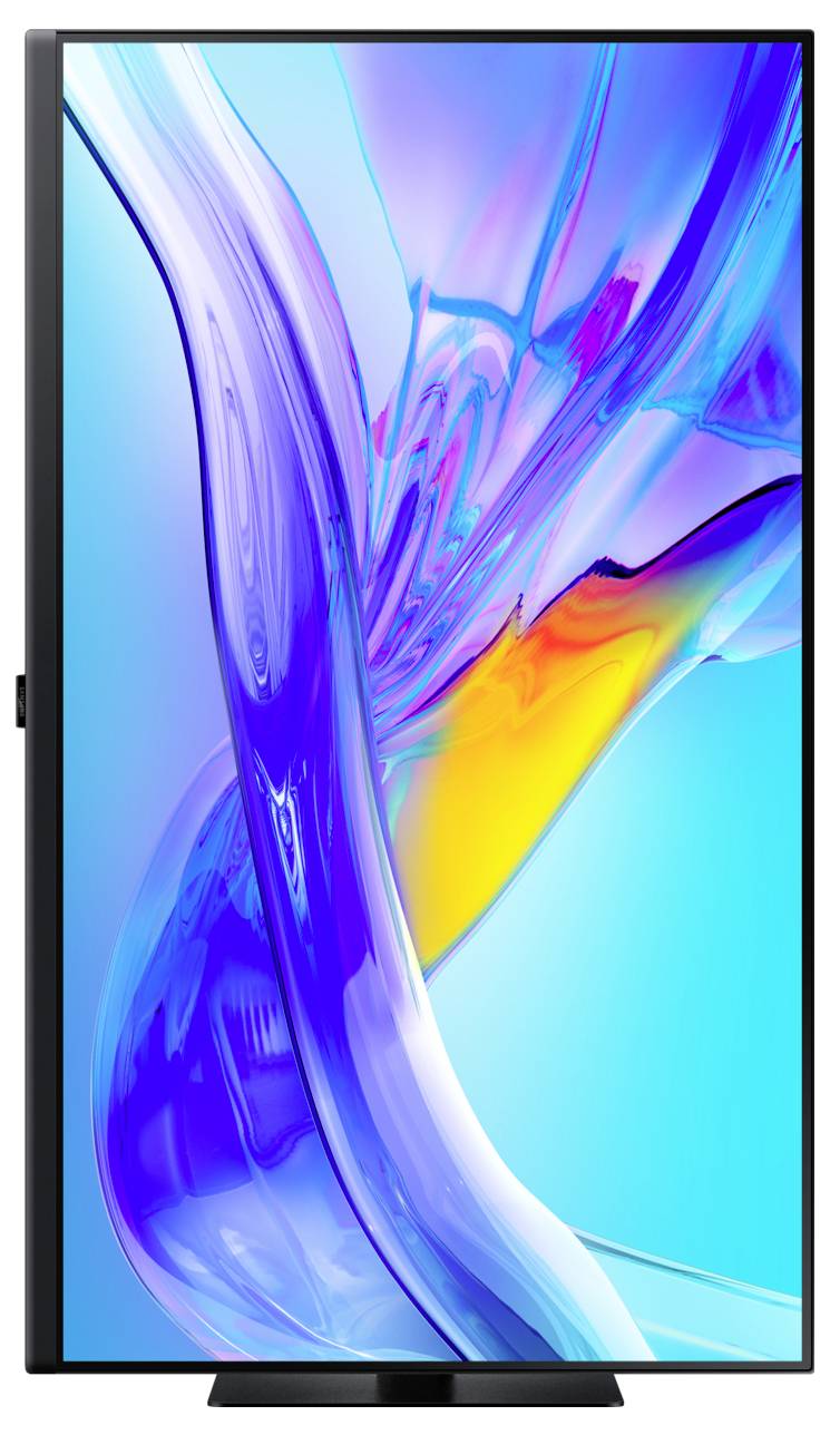 Ein lebhaftes abstraktes digitales Kunstbild mit wirbelnden Farben in Blau, Lila und Gelb, die sich in dynamischen Fluidformen ineinander verschmelzen.